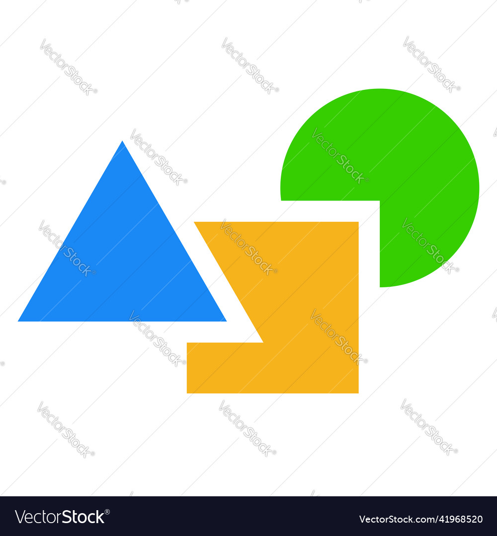 Geometric icon logo shape with overlapping circle vector image Geometric icon logo shape with overlapping circle