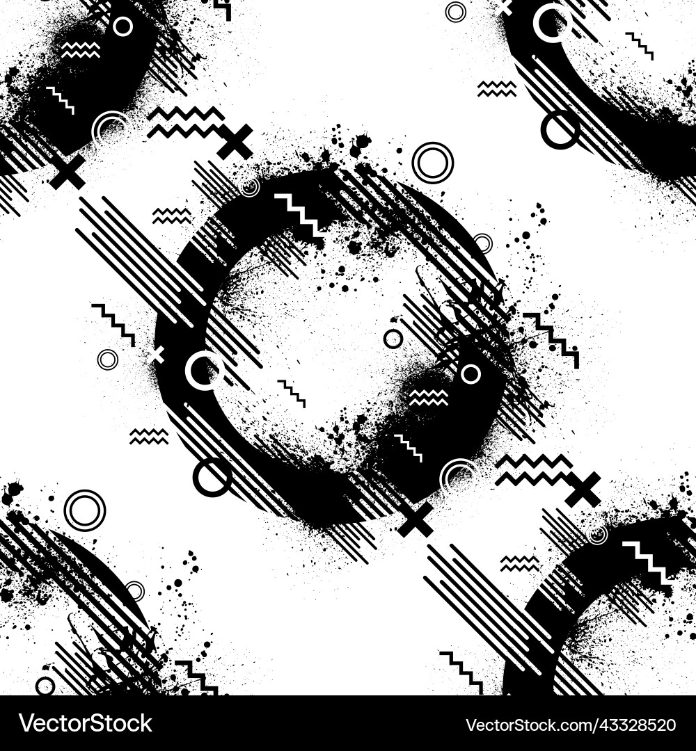 Grunge black circle geometric pattern Royalty Free Vector