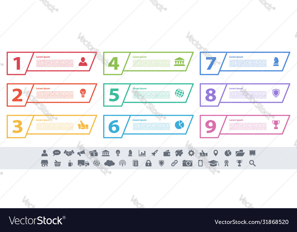 Infografisches Design Business Konzept mit 9 Schritten vector image Infografisches Design Business Konzept mit 9 Schritten
