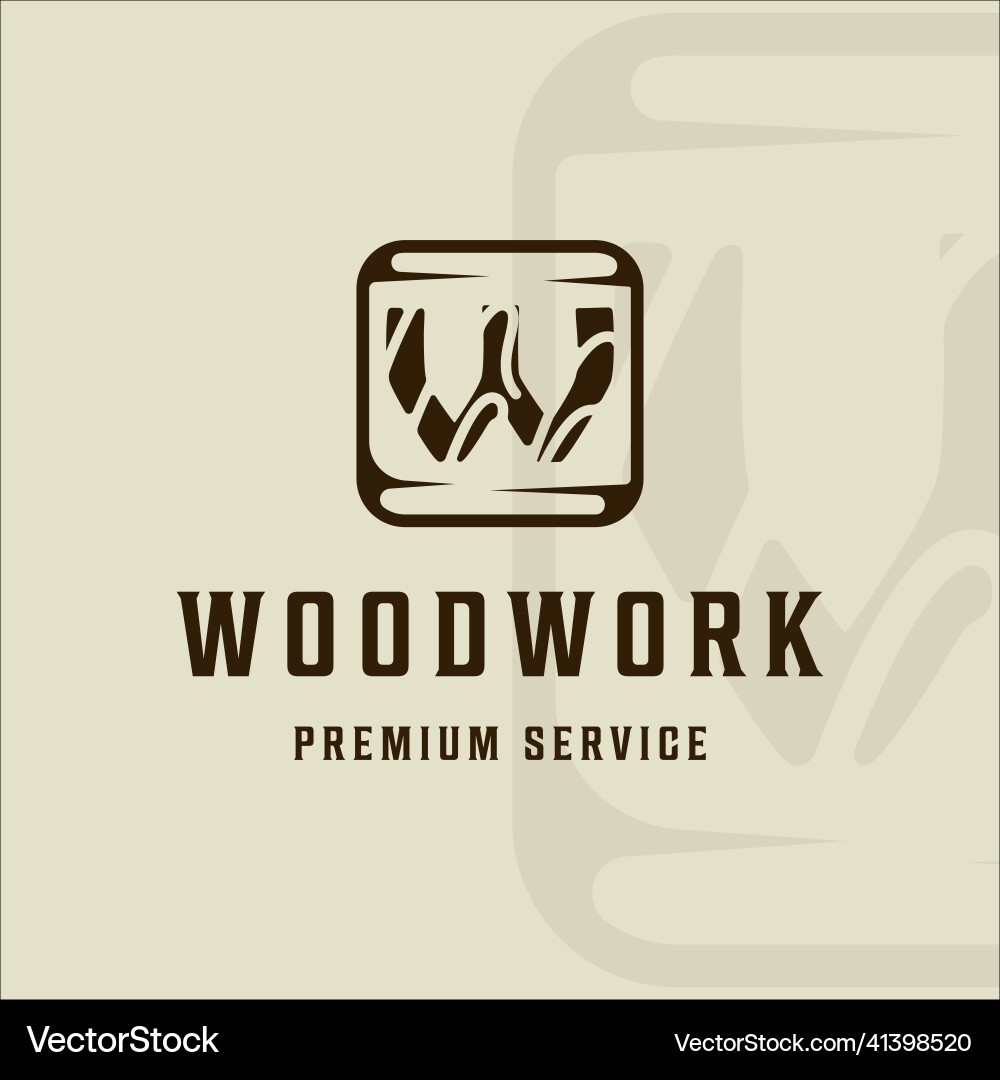 Initial letter w for woodworker logo vintage Vector Image