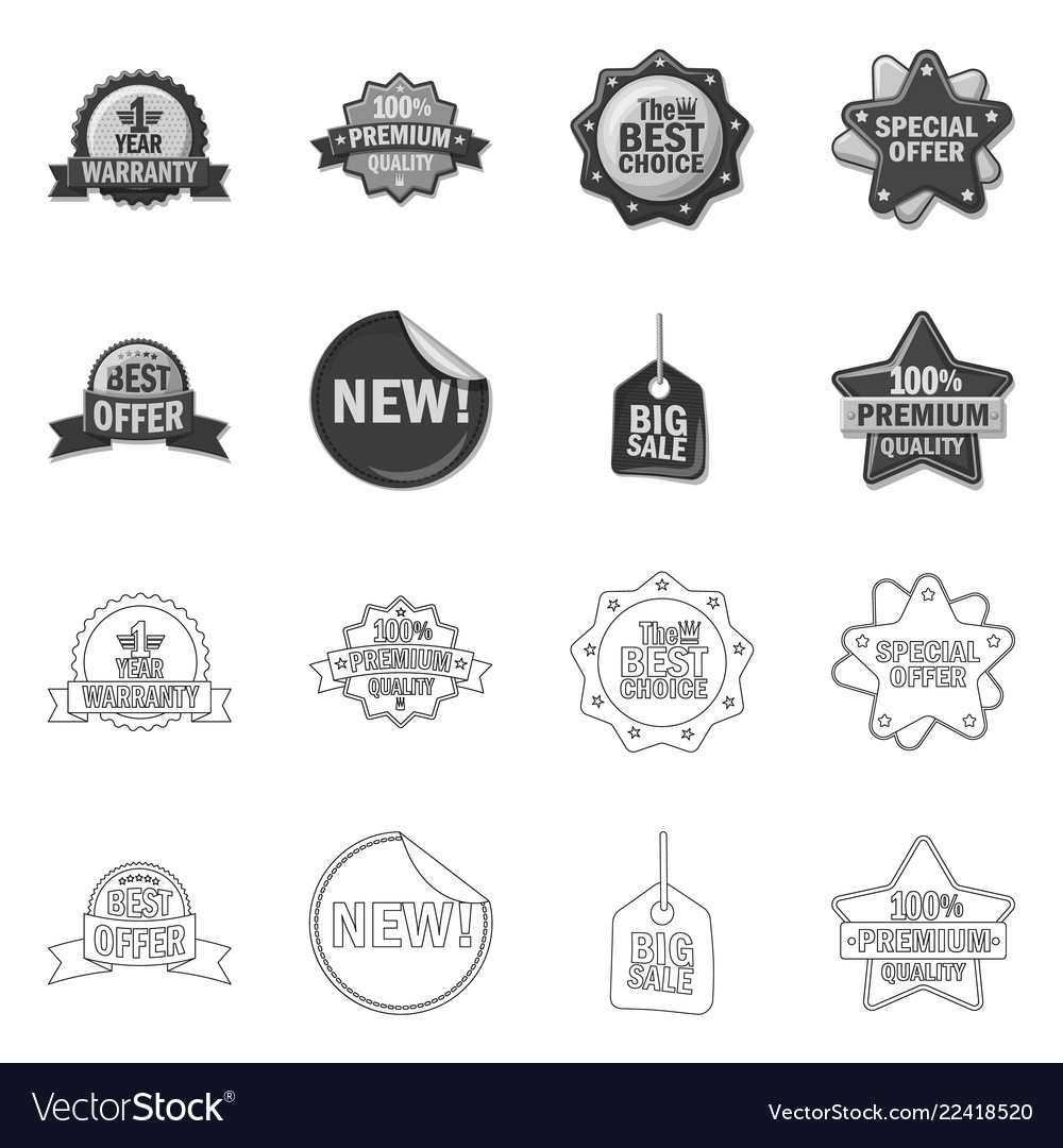 Isolated object of emblem and badge sign set vector image Isolated object of emblem and badge sign set