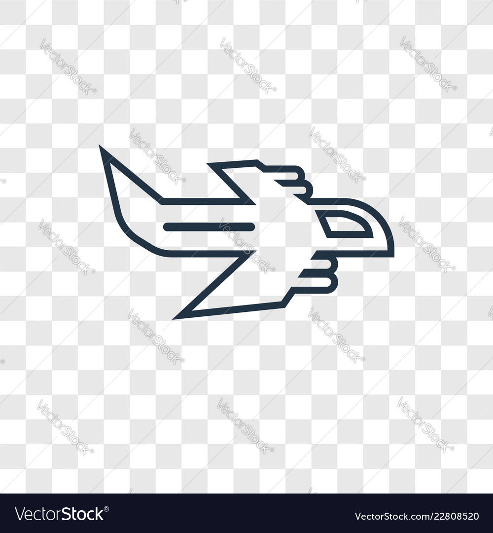 Jet concept linear icon isolated on transparent vector image Jet concept linear icon isolated on transparent