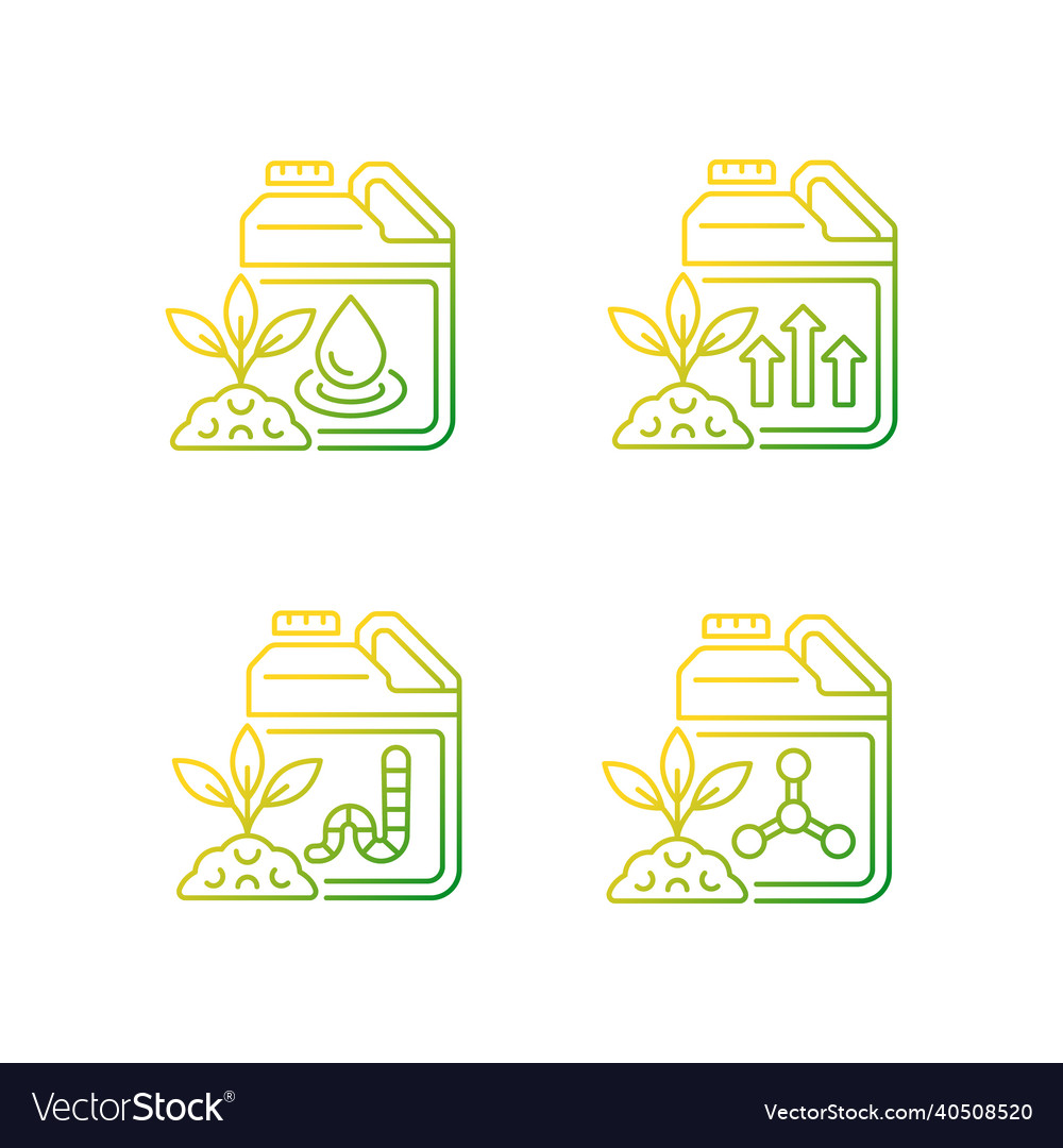 Liquid supplements gradient linear icons set vector image Liquid supplements gradient linear icons set