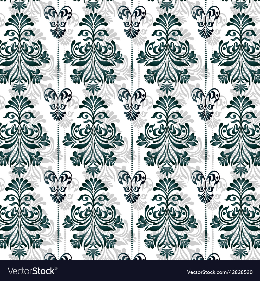 Luxurious floral pattern with shadows Royalty Free Vector