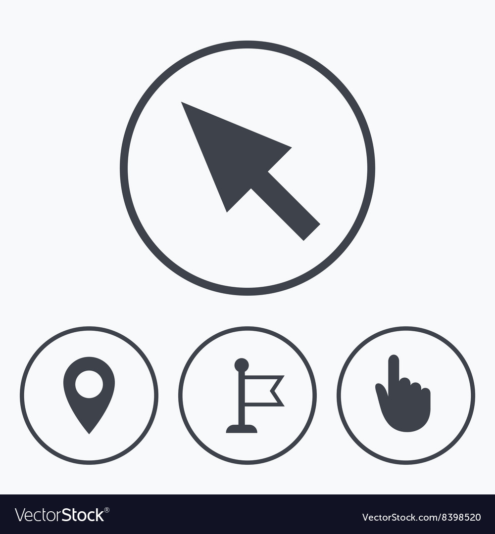 Mouse cursor icon hand or flag pointer symbols