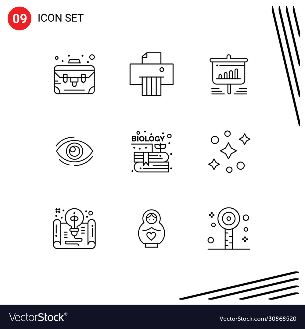 Pictograph set 9 simple outlines view search