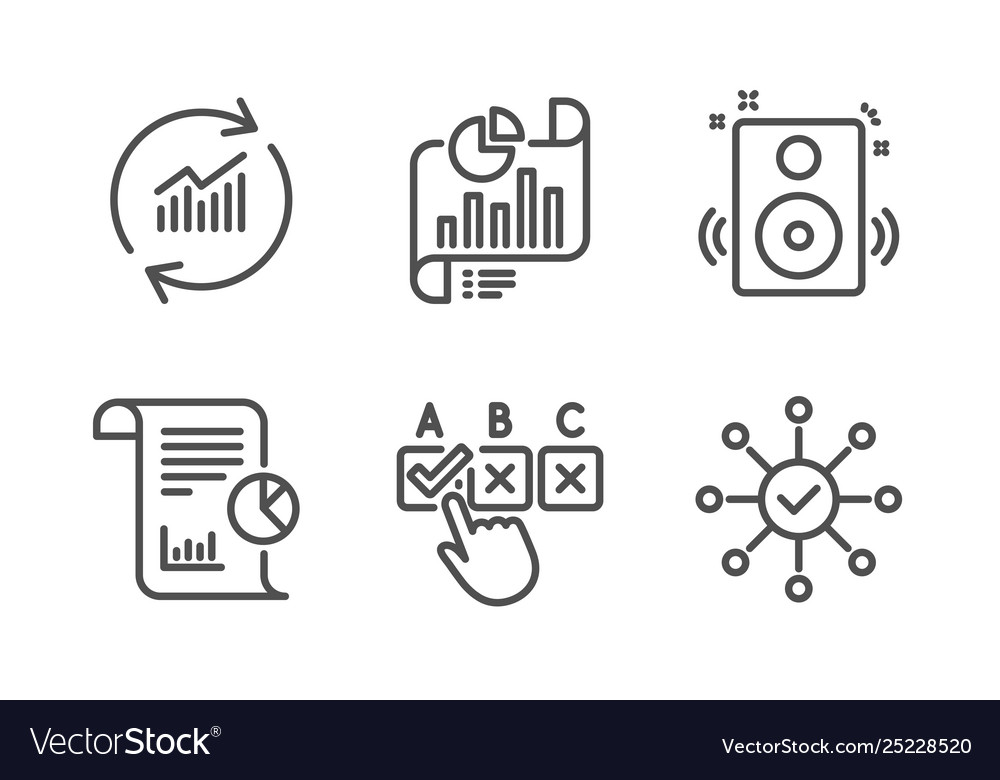 Report correct checkbox and speakers icons set vector image Report correct checkbox and speakers icons set