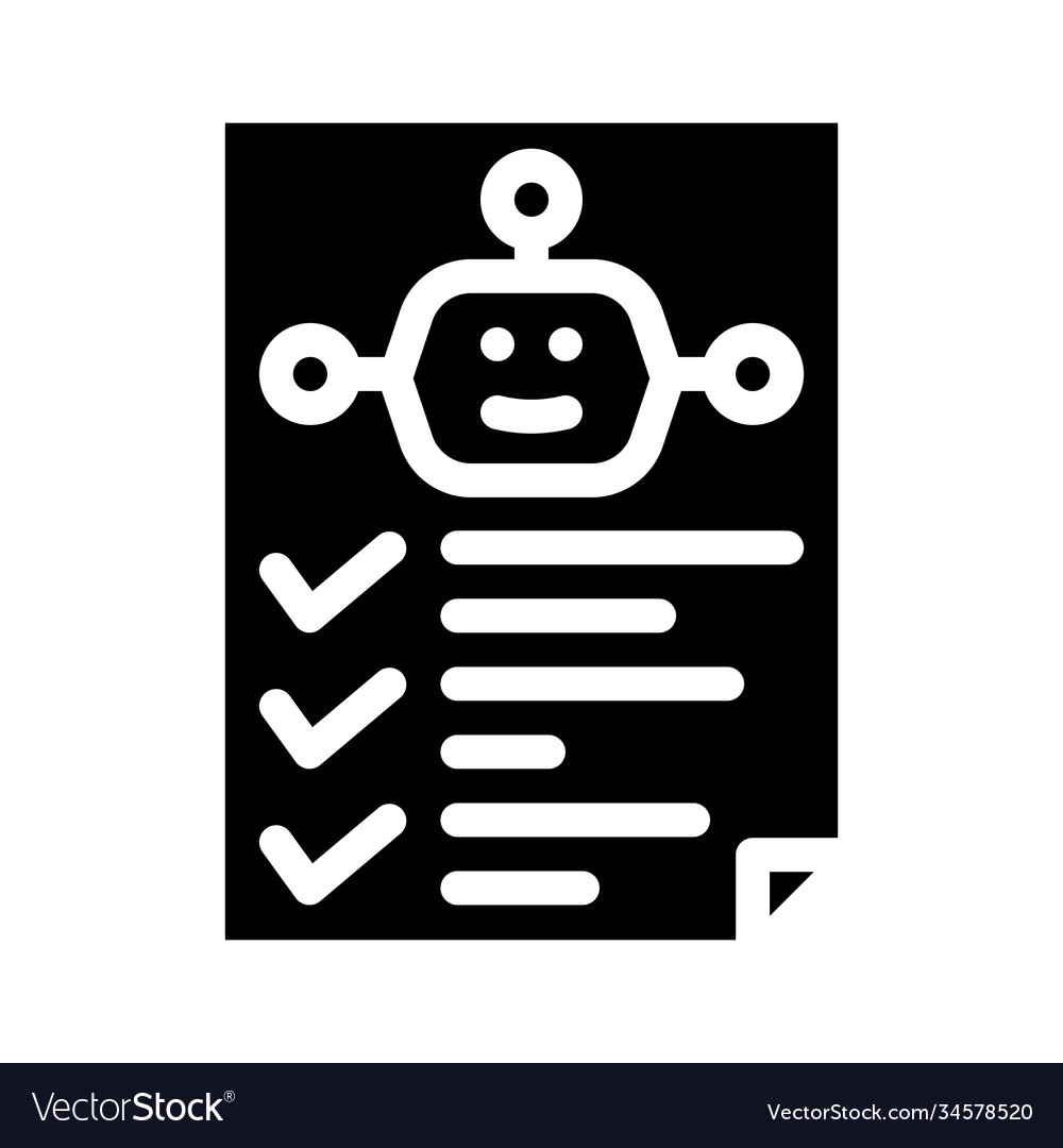 Robot task list glyph icon vector image Robot task list glyph icon
