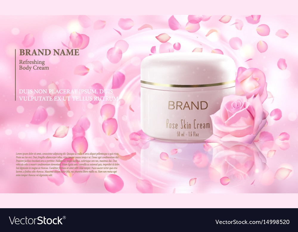 Rose flower extract cosmetic ads template Vector Image