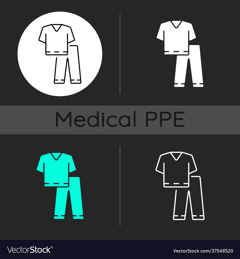 Scrub suit dark theme icons set