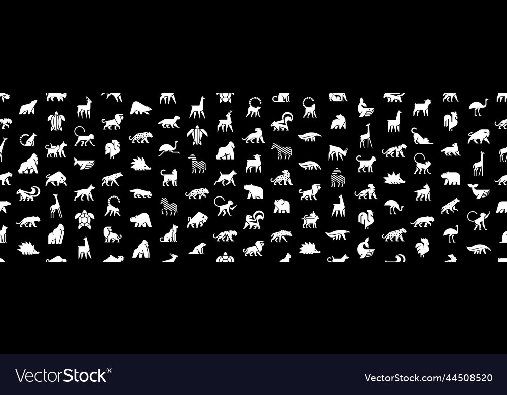 Seamless pattern with animals logos