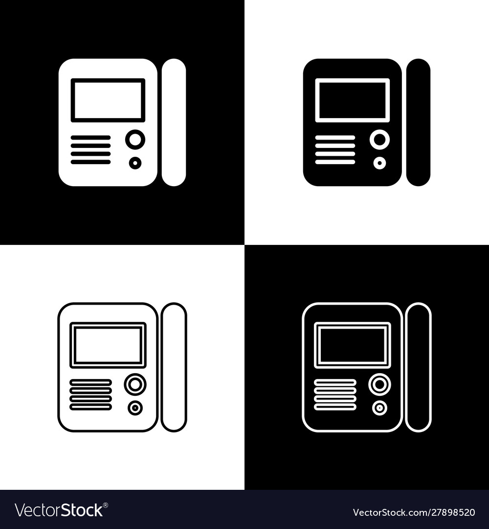 Set house intercom system icon isolated on black vector image Set house intercom system icon isolated on black