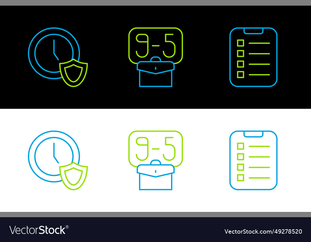 Set line to do list or planning clock with shield