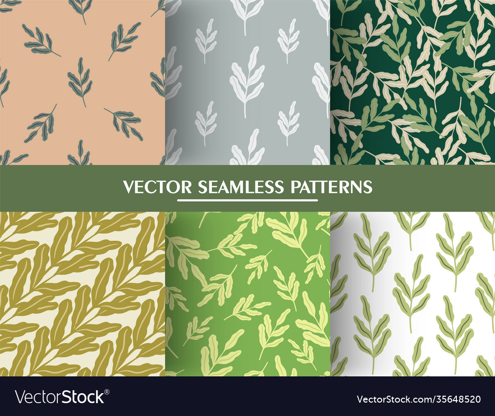 Set seamless pattern in minimalistic style vector image Set seamless pattern in minimalistic style