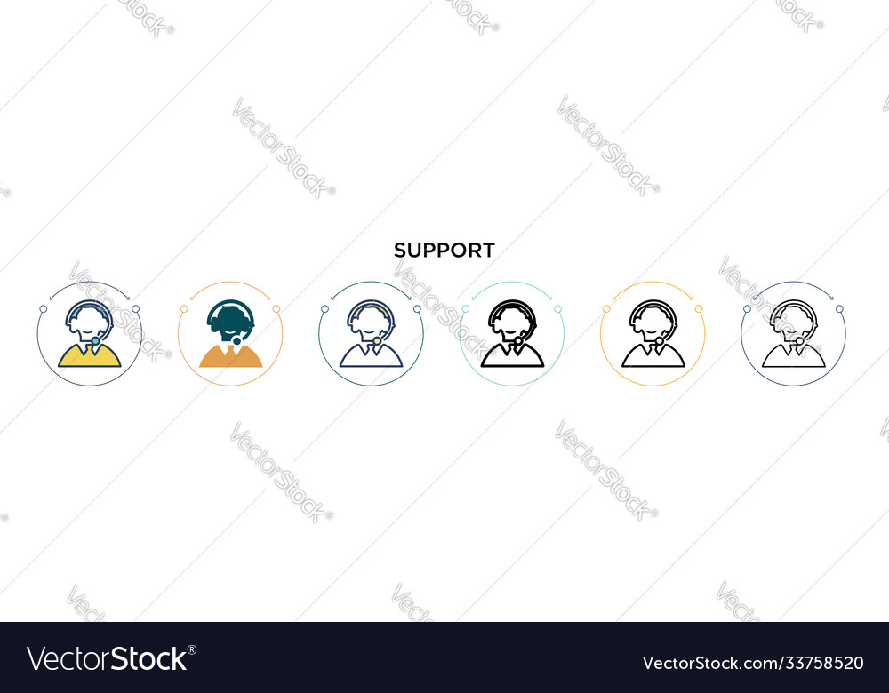 Support icon in filled thin line outline