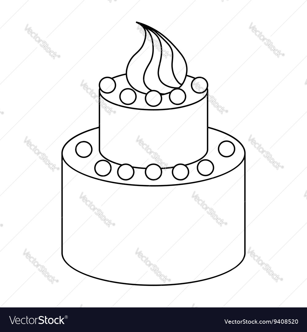 Two tier birthday cake icon outline style Vector Image