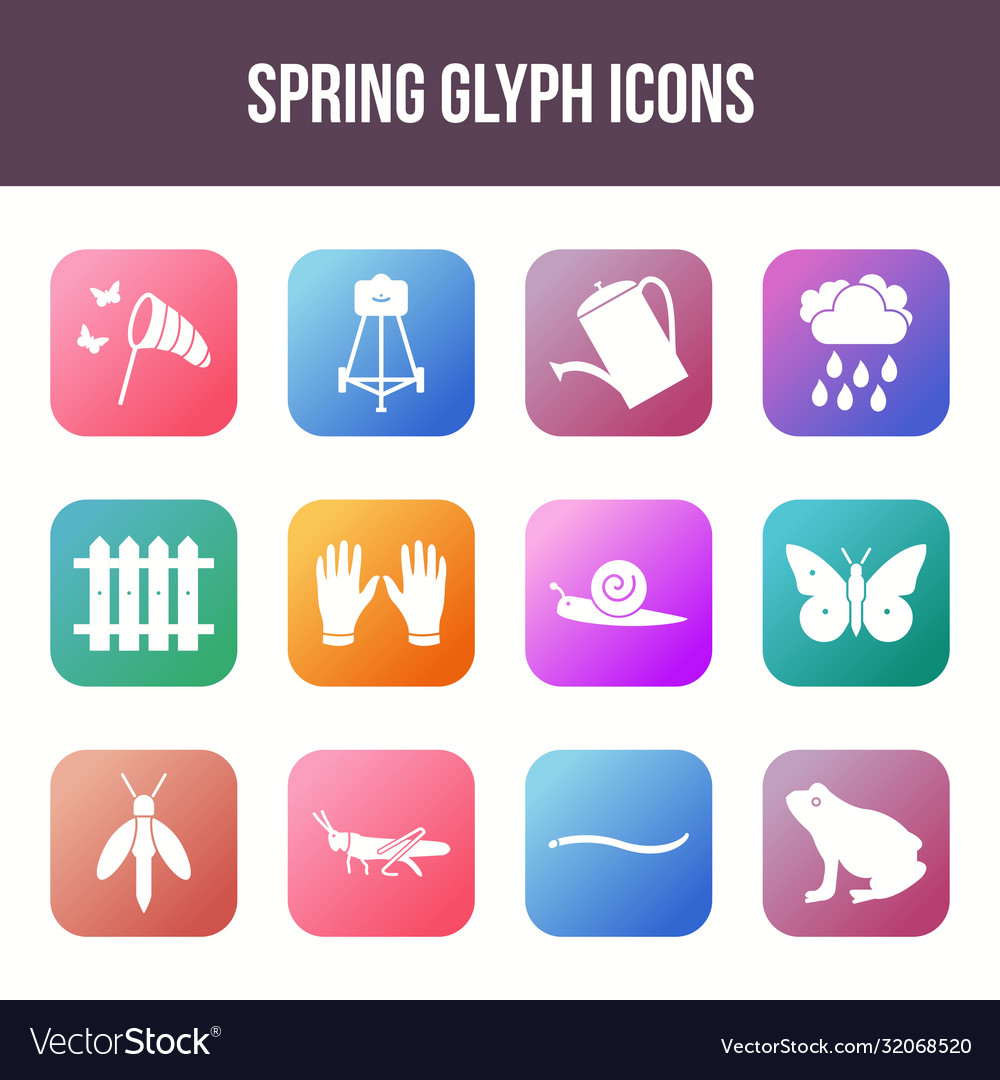 Unique spring glyph icon set