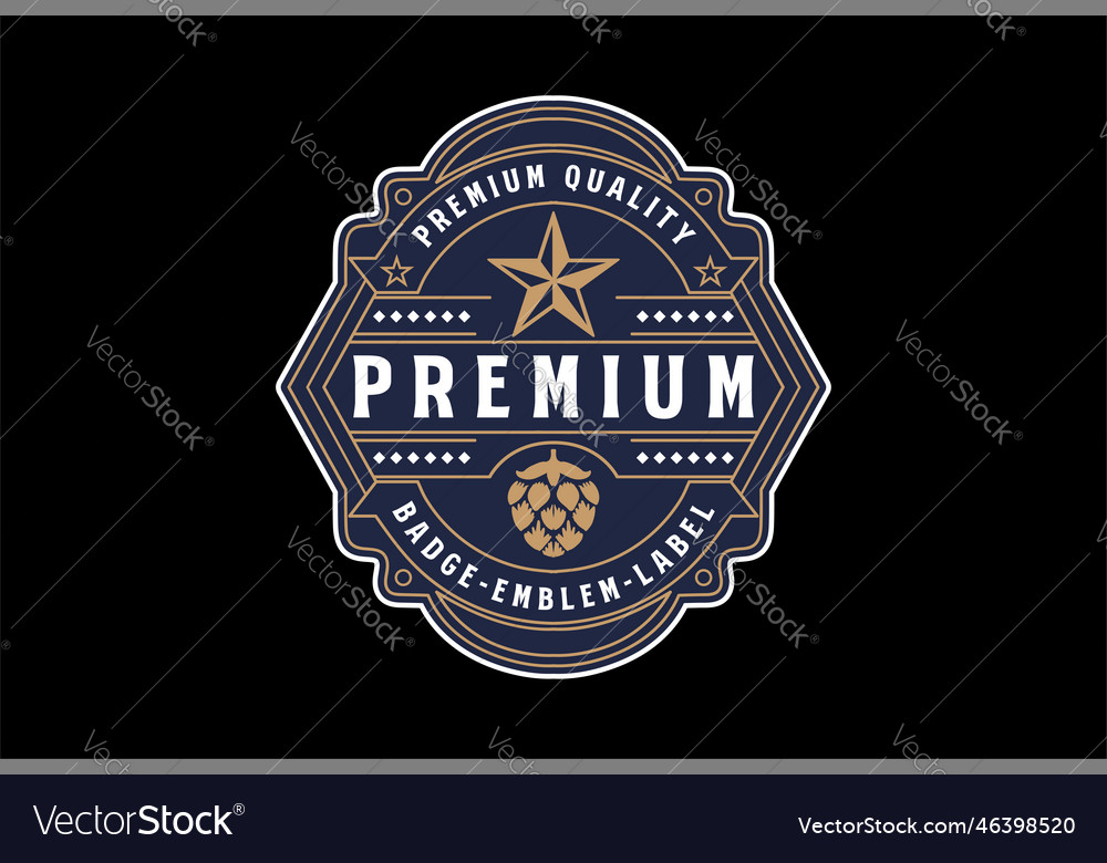 Vintage retro texas star with hops for craft beer Vector Image