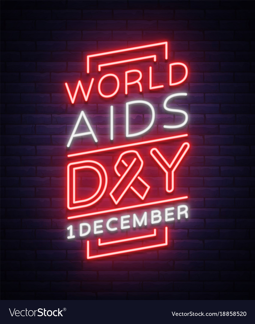 World aids day december 1 banner neon-style