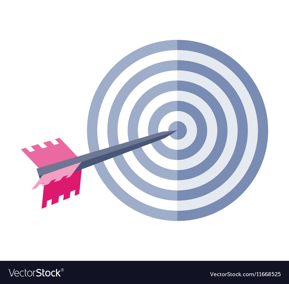 Arrow in target icon flat style design