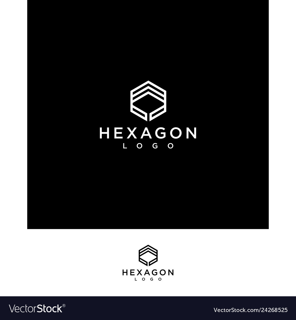 Black hexagon logo Royalty Free Vector Image - VectorStock