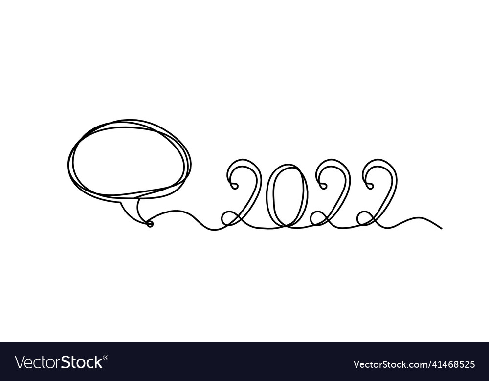 Comment with 2022 as line drawing on white Vector Image