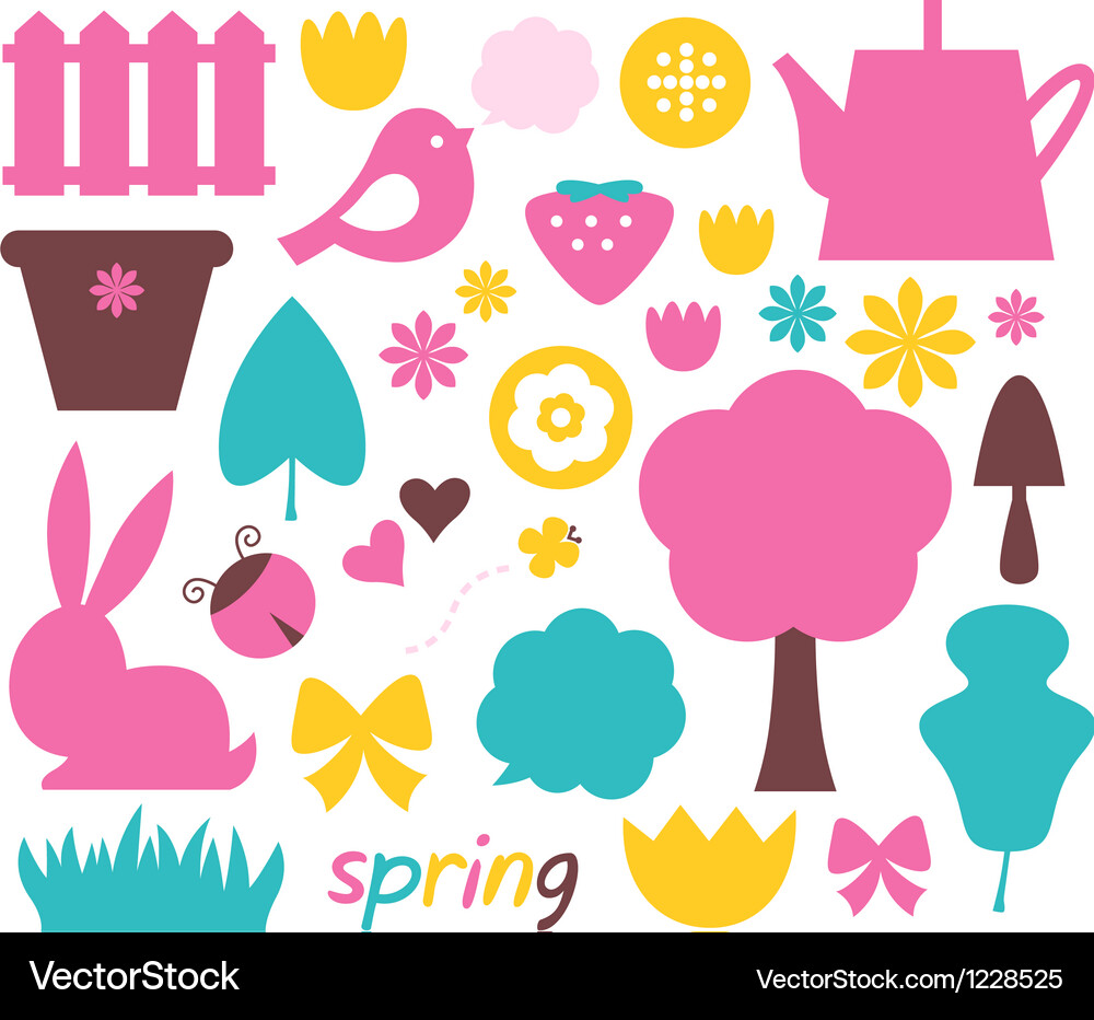 Cute spring and easter colorful design elements Vector Image