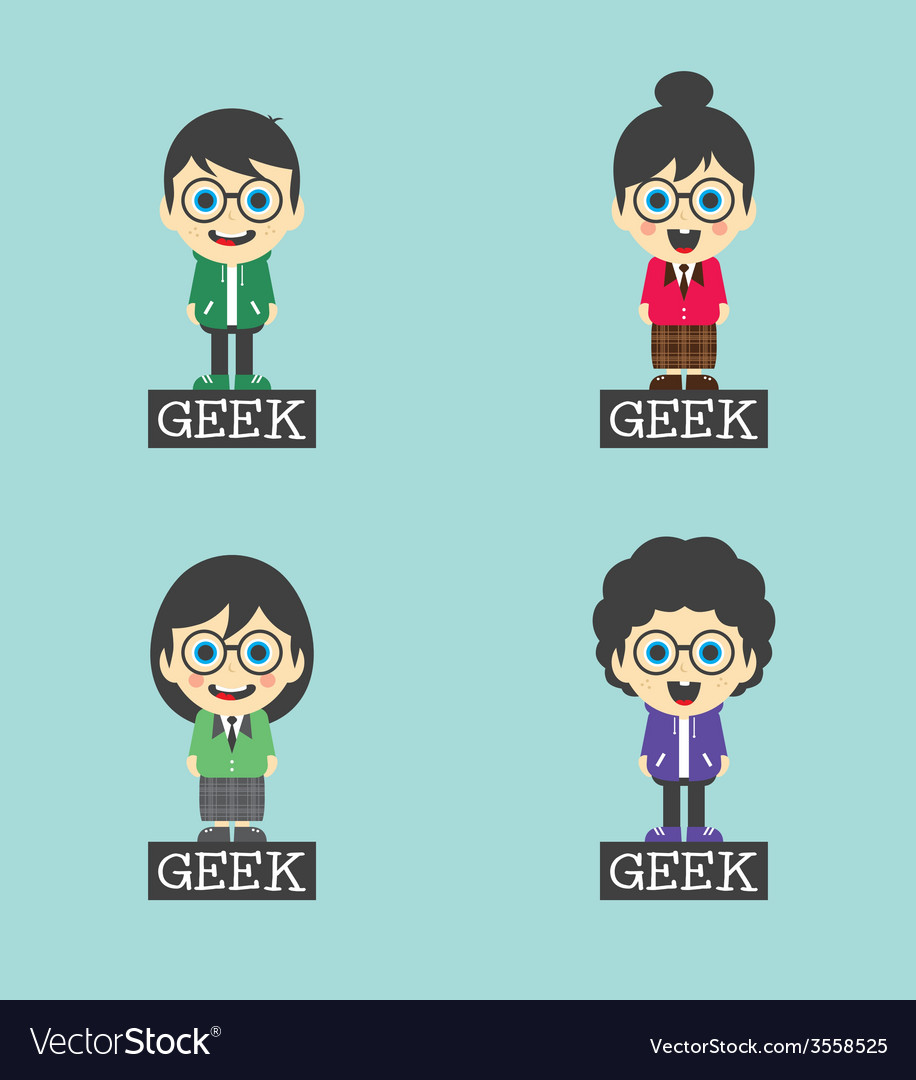 Geek cartoon character set
