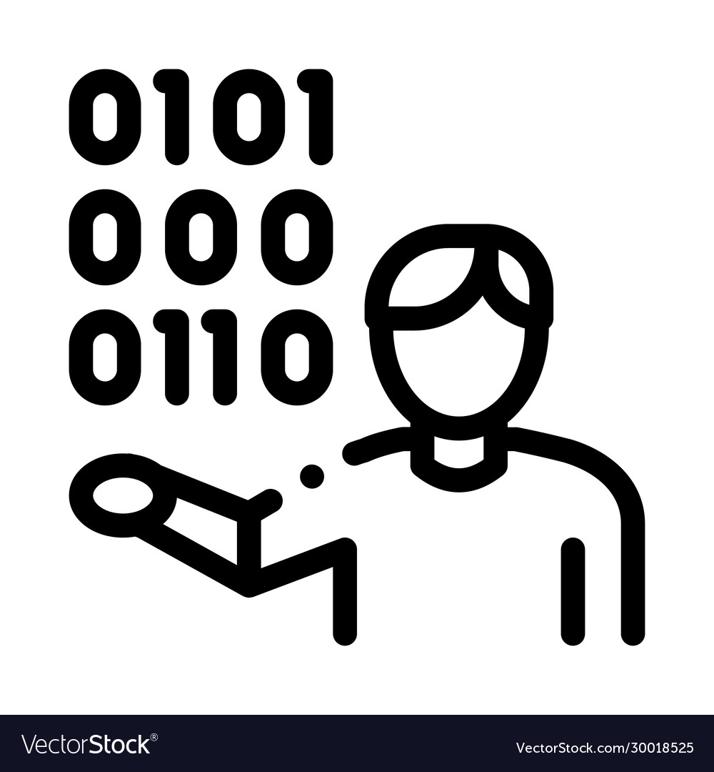 Human binary code icon outline Vector Image Human binary code icon outline