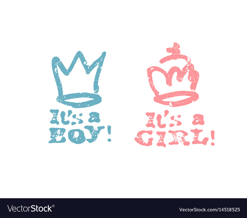 Its A Boy Lettering Its A Girl Lettering Baby Vector Image