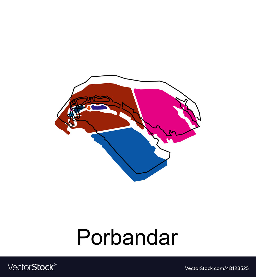 Map of porbandar modern outline high detailed Vector Image