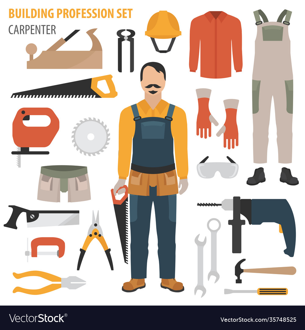 Profession and occupation set carpenter tools Vector Image