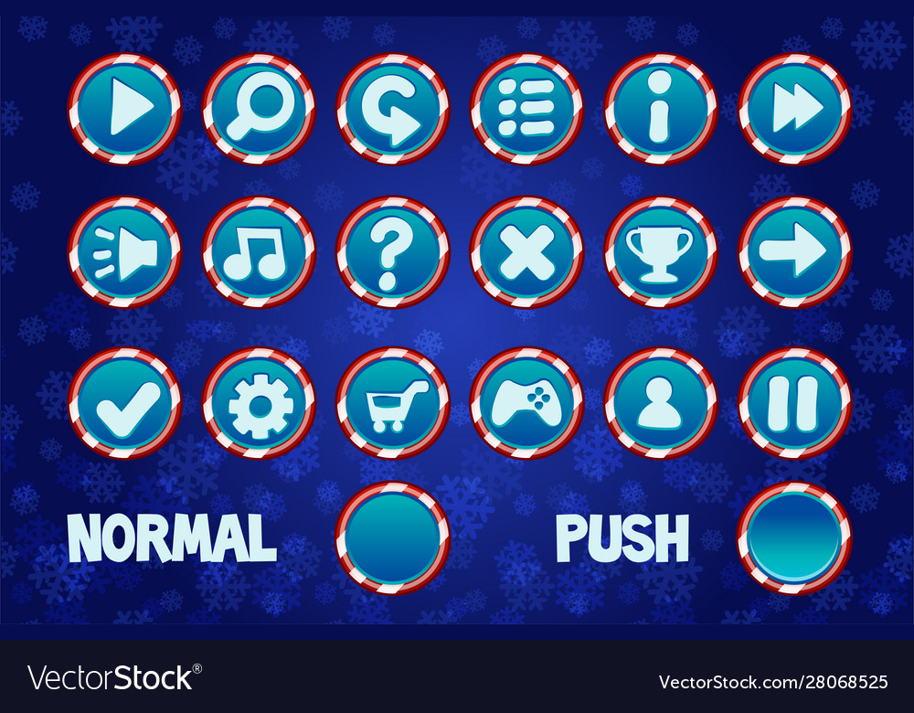 Set christmas buttons for web and 2d games ui vector image Set christmas buttons for web and 2d games ui