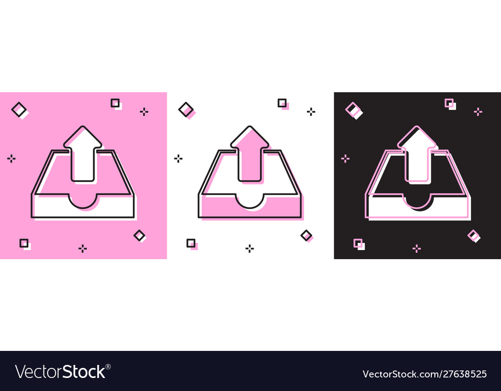 Set upload inbox icon isolated on pink and white vector image Set upload inbox icon isolated on pink and white