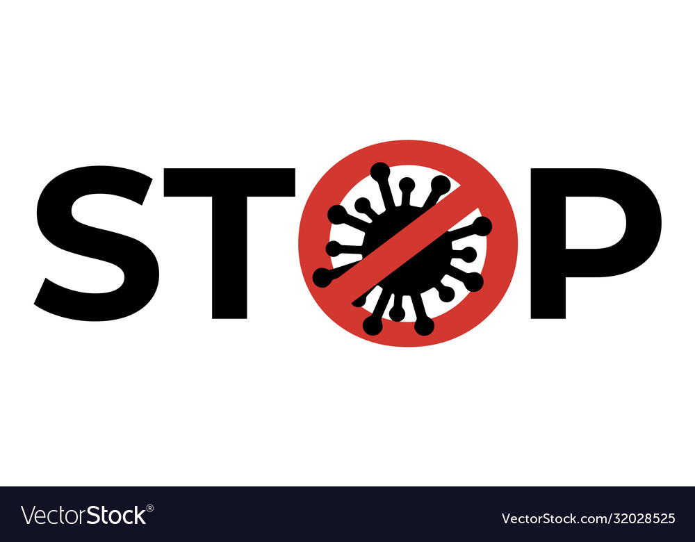 Stop sign with crossed out virus spreading Vector Image