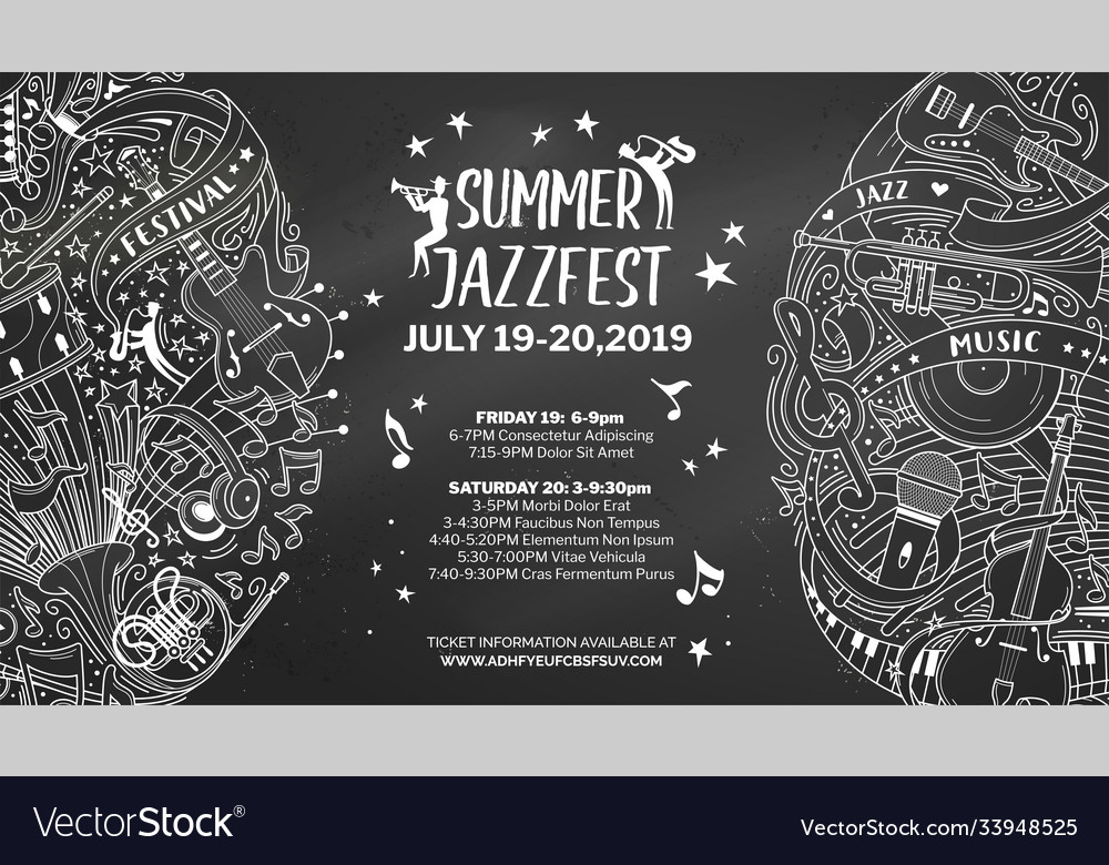 Sommer Jazz Fest Kreide Umriss Vorlage mit Text