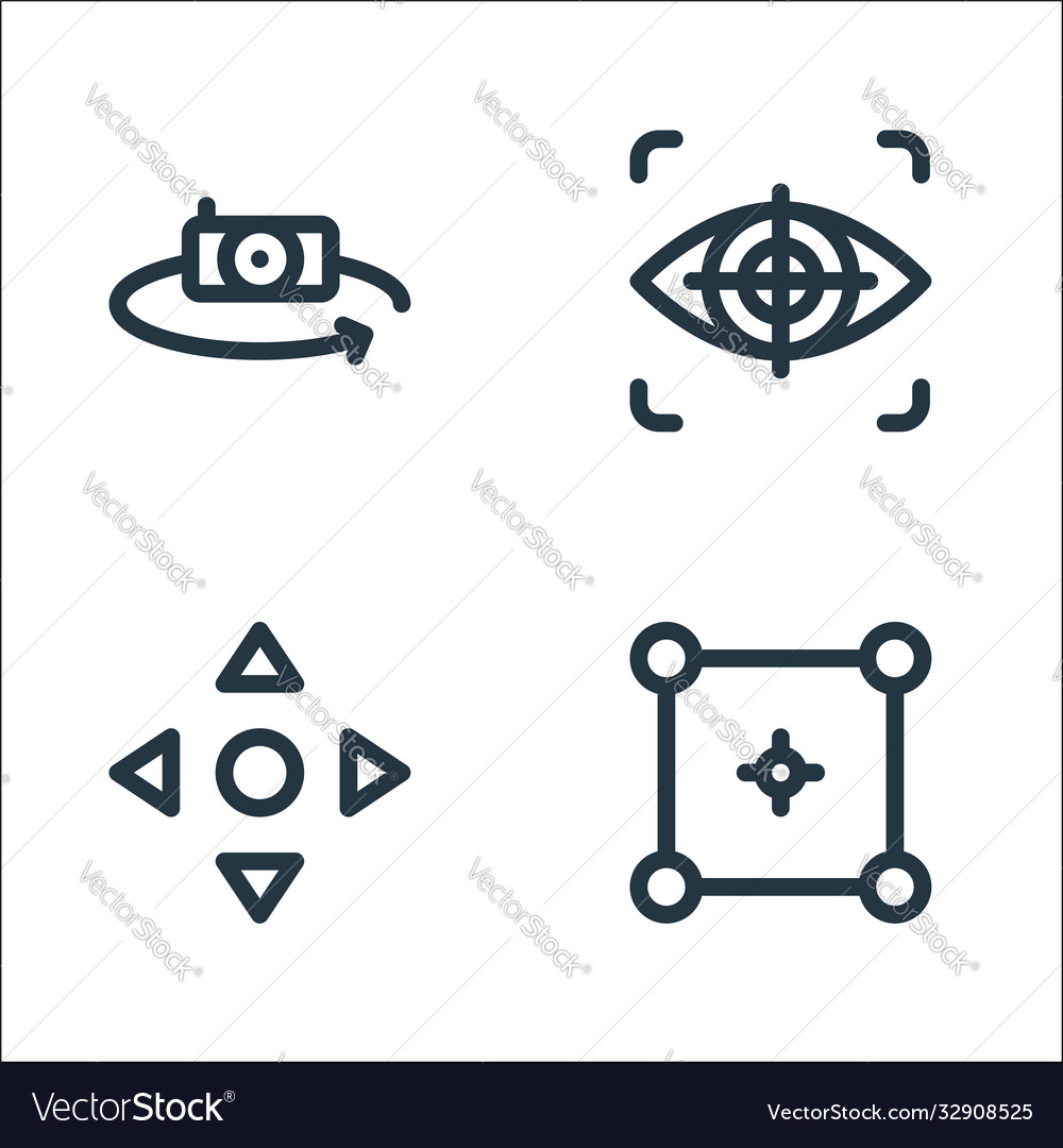 Virtual reality line icons linear set quality vector image Virtual reality line icons linear set quality
