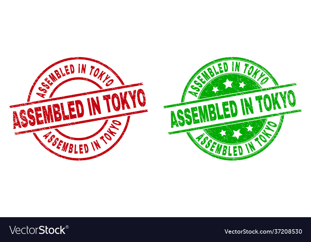 Assembled in tokyo round seals using scratched