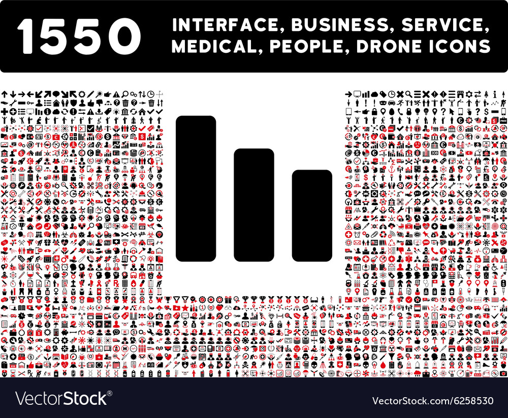 Bar chart decrease icon and more interface