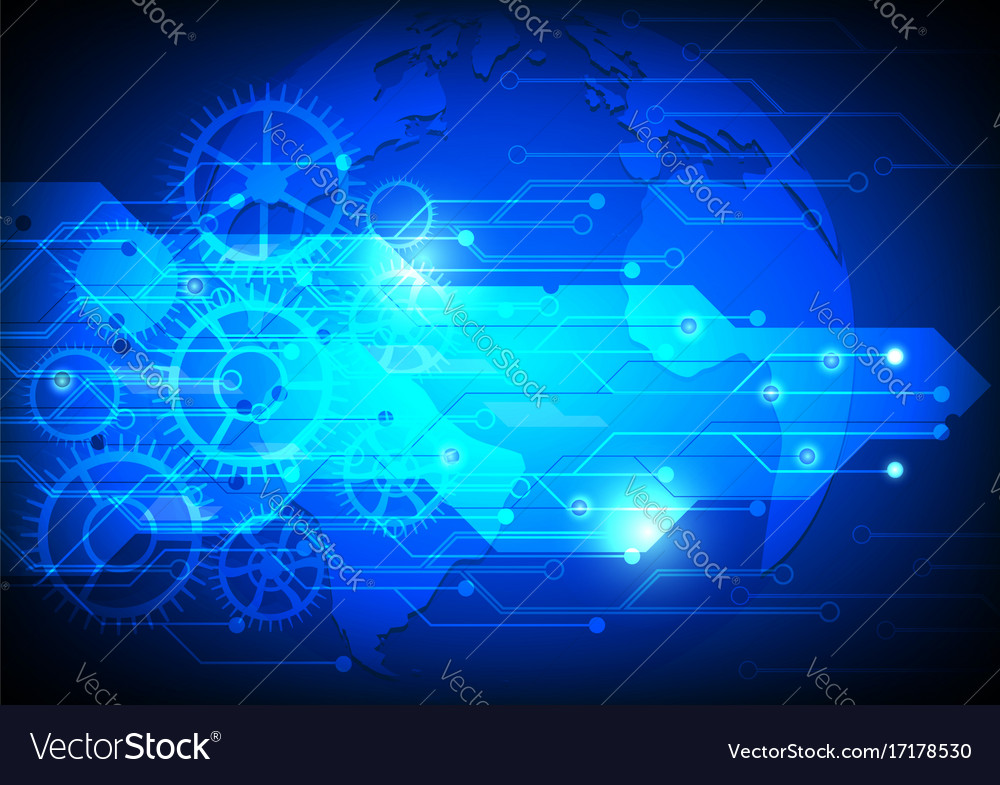 Blue Background And Gears Abstract Technology Vector Image