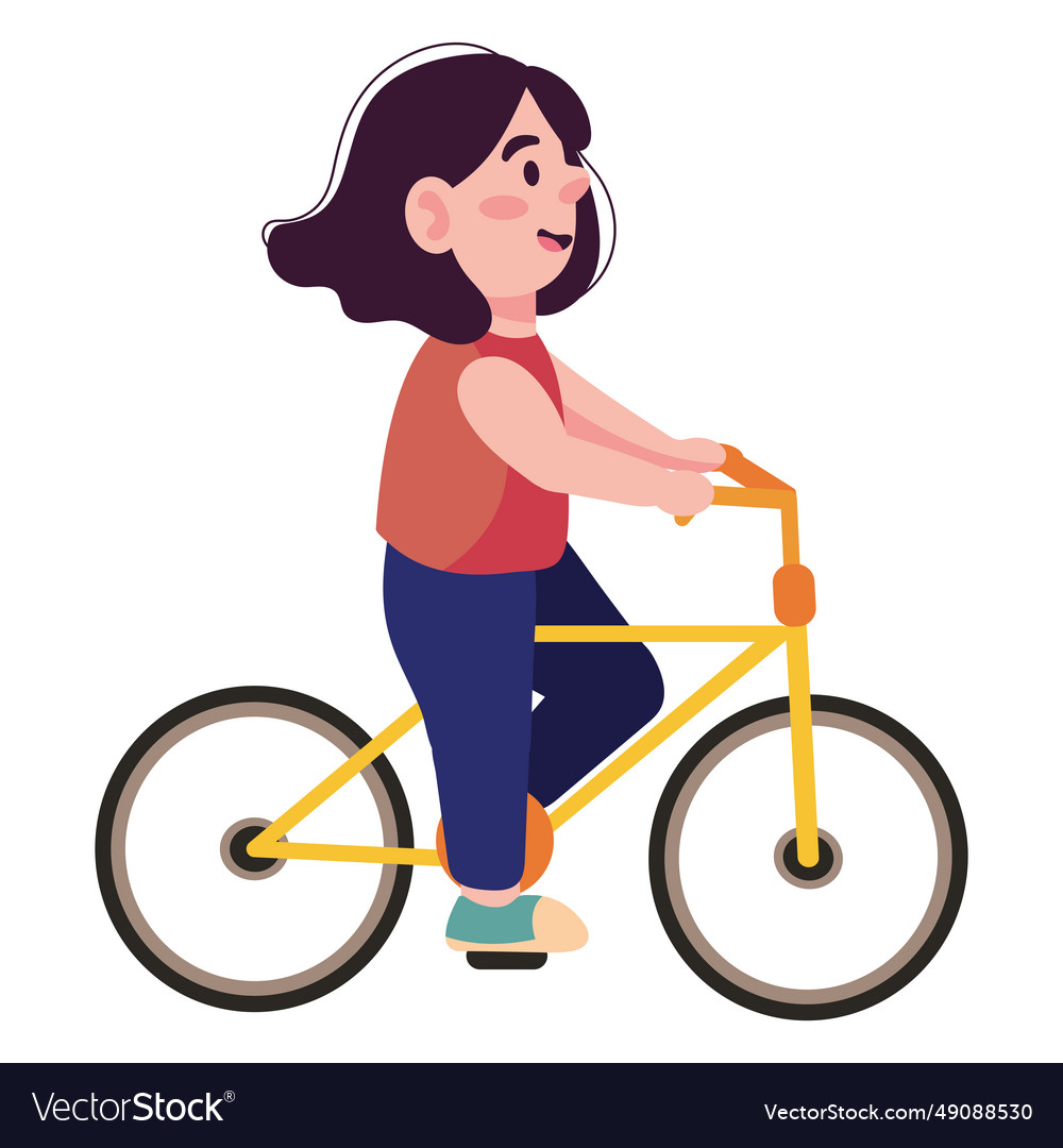 Car free day girl in bike Royalty Free Vector Image