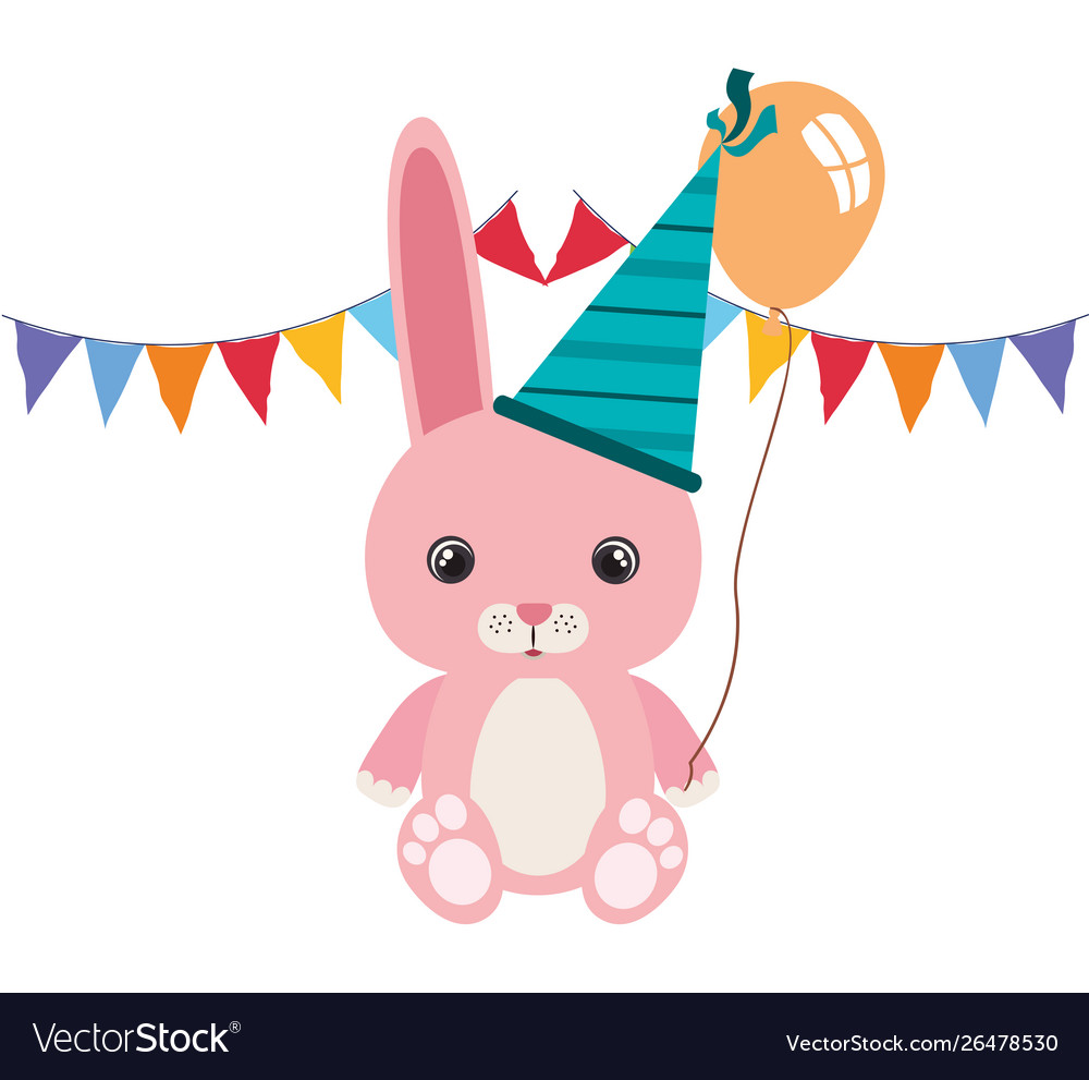 Cute bunny with helium balloon