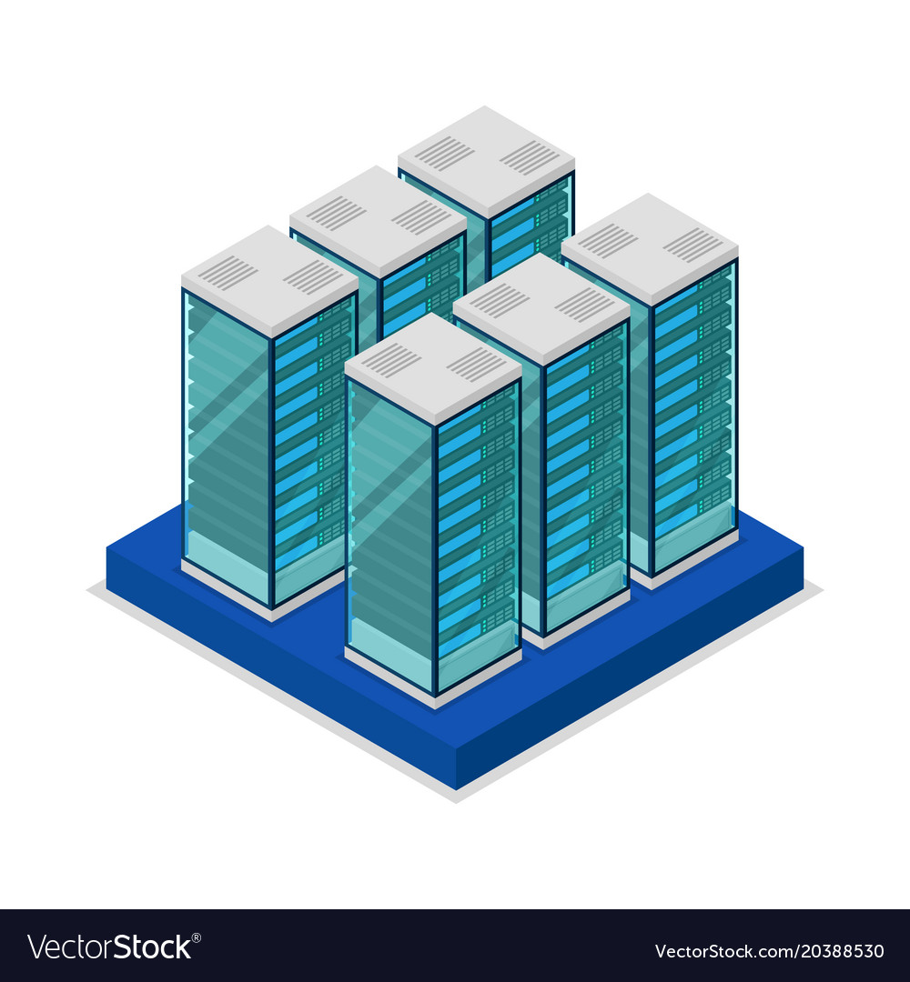 Data Centre With Server Racks Isometric 3d Icon Vector Image