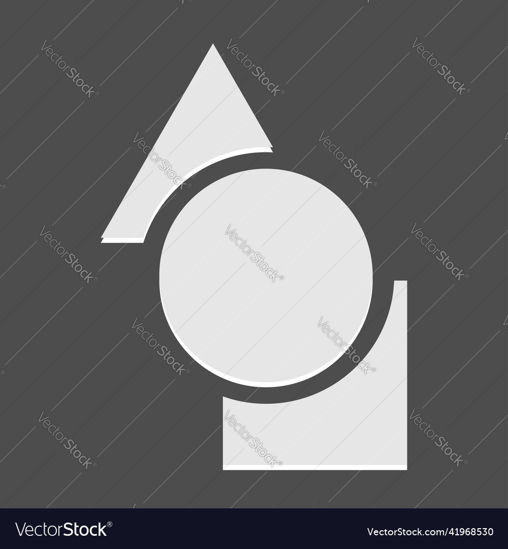 Geometric icon logo shape with overlapping circle vector image Geometric icon logo shape with overlapping circle