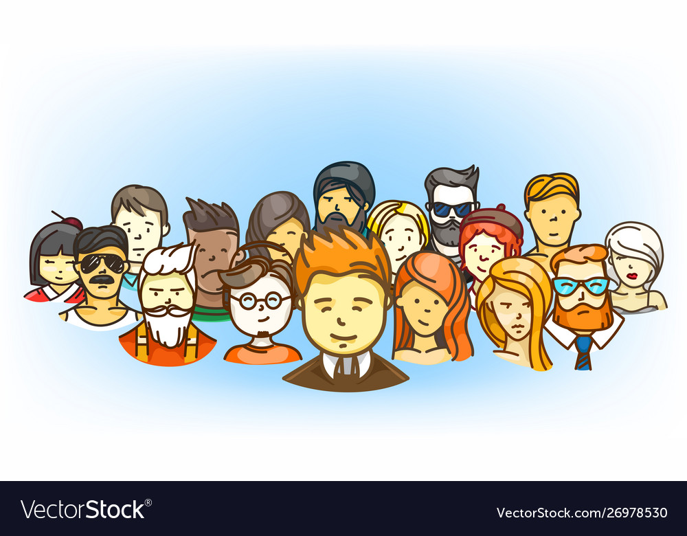 Group modern people cute cartoon Royalty Free Vector Image