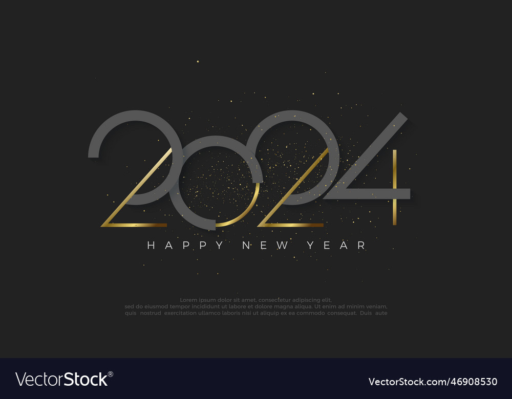 Happy new year 2024 with a combination of gold Vector Image