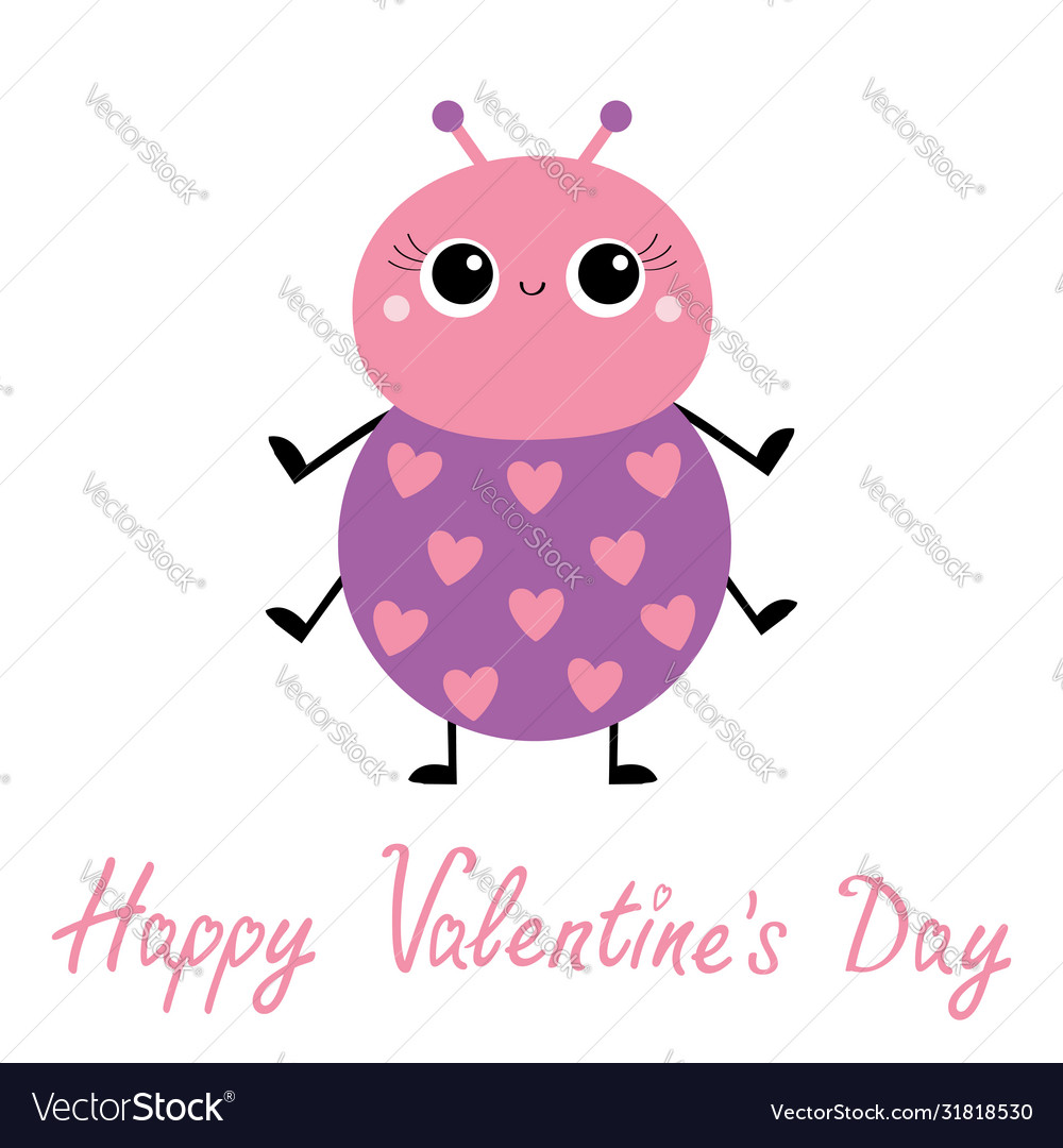 Happy valentines day cartoon beetle bug insect