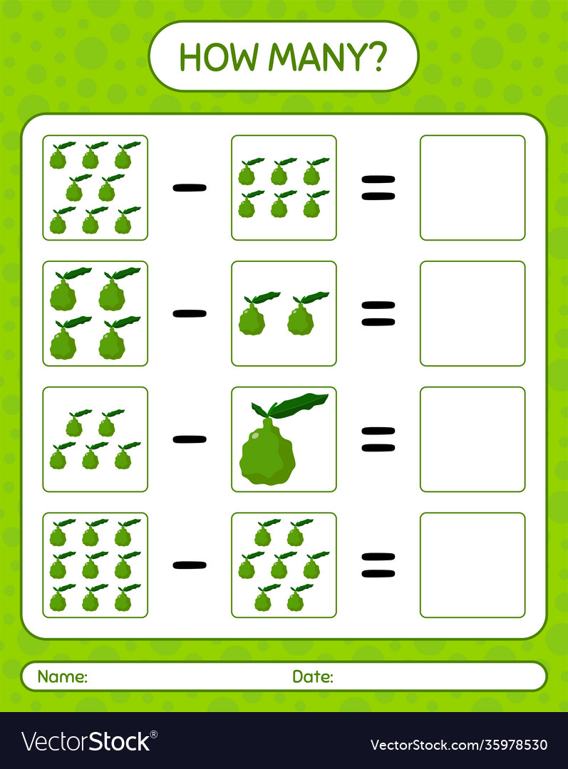How many counting game kaffir lime worksheet