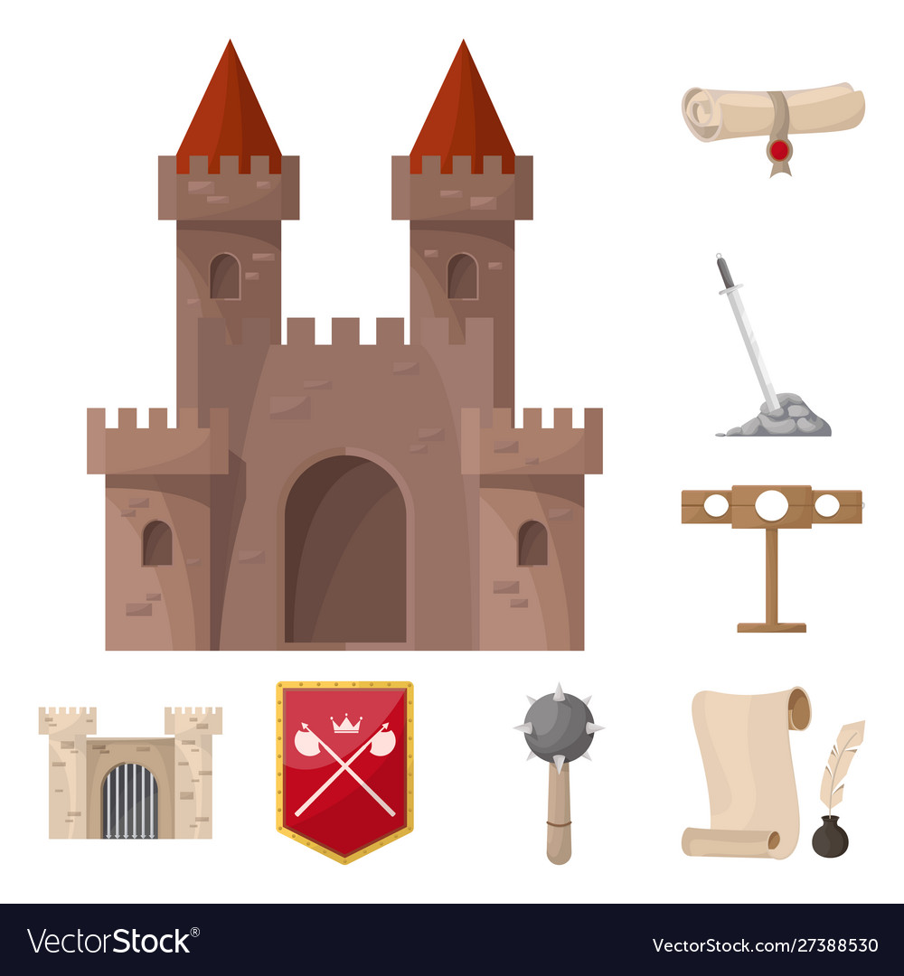 Isolated object medieval and history sign set