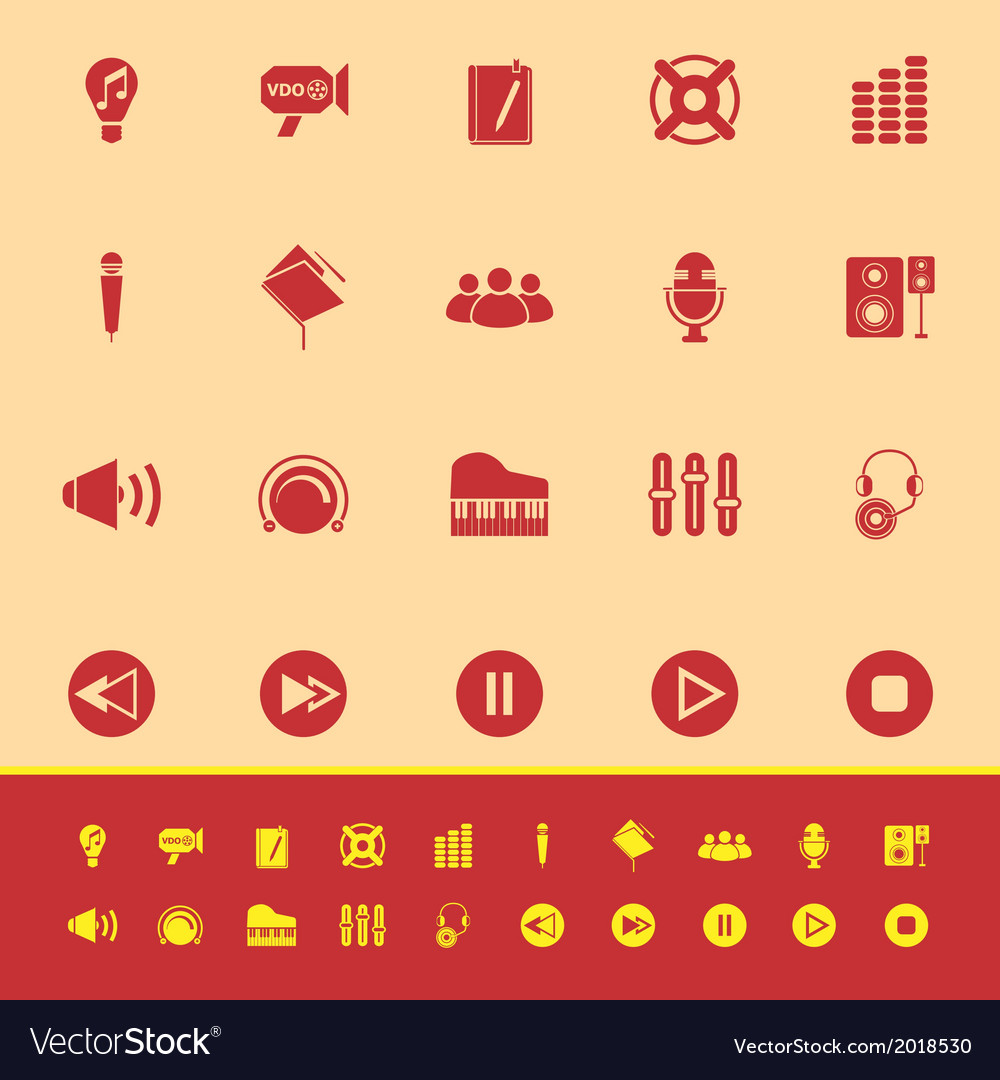 Music color icons on yellow background